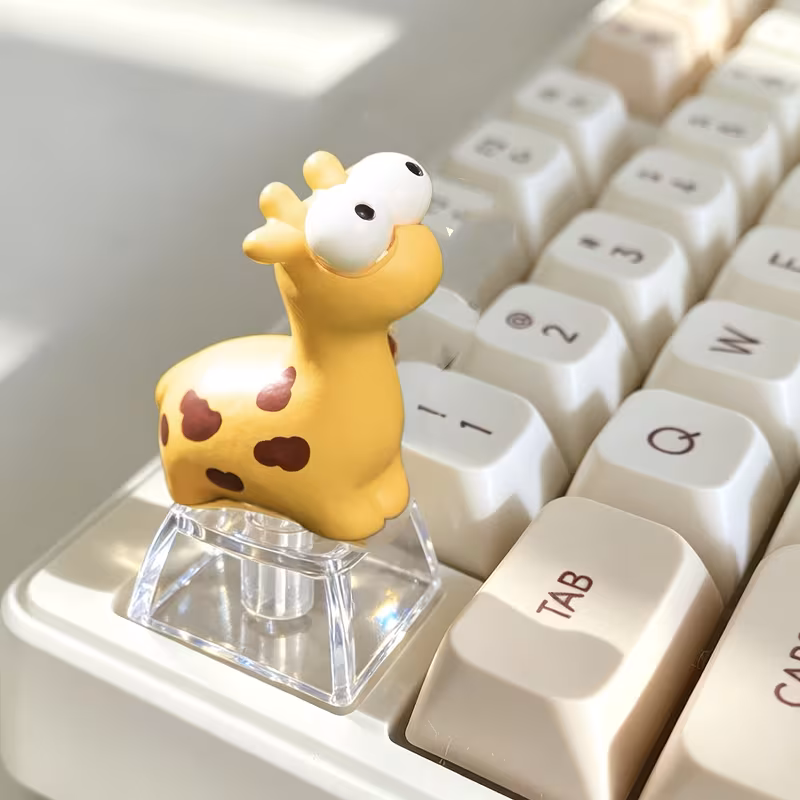 Detail of the giraffe keycap’s resin finish